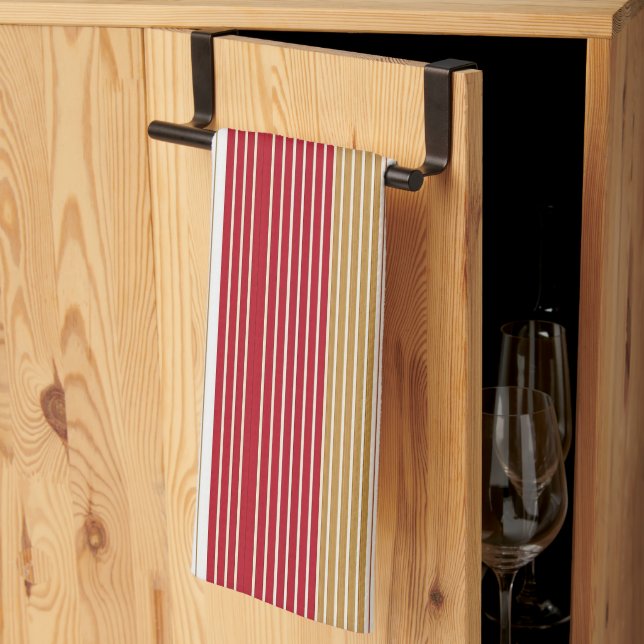 Red Gold Pinstripe Weihnachtsmuster#28 ID1009 Geschirrtuch (Drittel gefaltet)