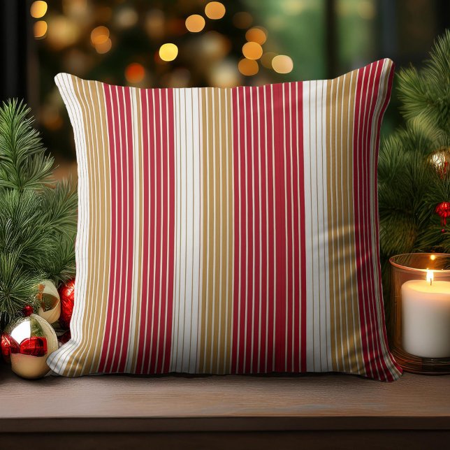 Red Gold Pinstripe Weihnachtsmuster#28 ID1009 Kissen (Von Creator hochgeladen)