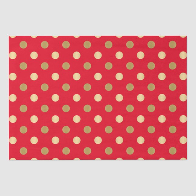Red & Gold Polka Dots Nahtlos Seidenpapier (Vorderseite)