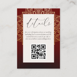 Red Gold QR Code Wedding Website Enclosure Card Begleitkarte