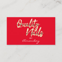 Red Gold Quality Nails Script QRCode Logo Visitenkarte