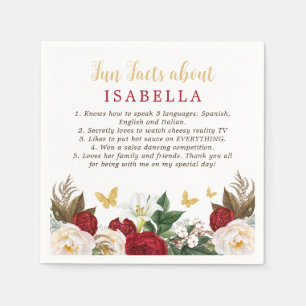 Red Gold Quinceñera Party Spaß Fakten Napkins Serviette