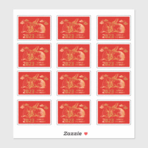 Red Gold Rabbit Chinesisches Neujahrsfest Aufkleber