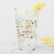 Red Gold Reindeer Frohe Weihnachtsbaumglas