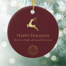 Red Gold Reindeer Happy Holidays Business-Logo
