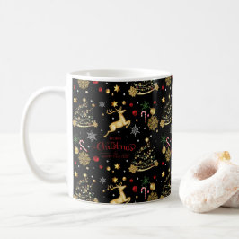 Red Gold Rentier Frohe Weihnachtsbaum Kaffeetasse