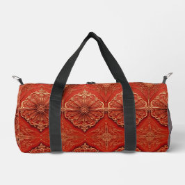 Red Gold Retro Muster Duffel Bag Duffle Bag