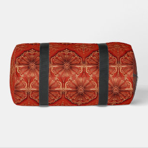 Red Gold Retro Muster Duffel Bag Duffle Bag