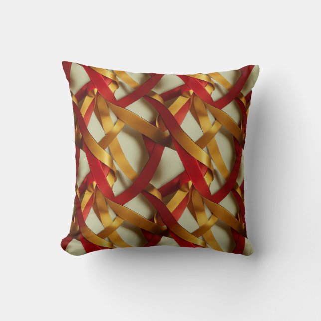 Red Gold Ribbons Kissen (Vorderseite)