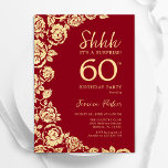 Red Gold Rose Überraschung 60. Geburtstag Einladung<br><div class="desc">Rotes Gold Blumenüberraschung 60. Geburtstagsfeier Einladung. Elegantes Design mit Rose,  Imitaten Goldfolie und Typografie Script Schriftart. Die trendige Einladungskarte eignet sich perfekt für eine stilvolle Damenfeier. Kann für jedes Alter angepasst werden. Gedruckte Zazzle-Einladungen oder Sofortdownload digitaler Druckvorlage.</div>