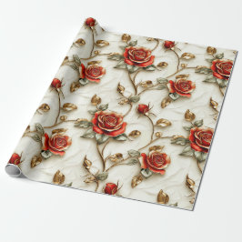 Red Gold Rose Vintag Geschenkpapier
