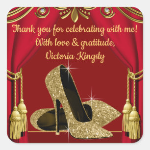 Red Gold Shoe Geburtstagsparty Gunst Sticker