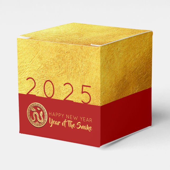 Red Gold Snake Papercut 2025 Gastgeschenk Box Geschenkschachtel (Vorderseite)