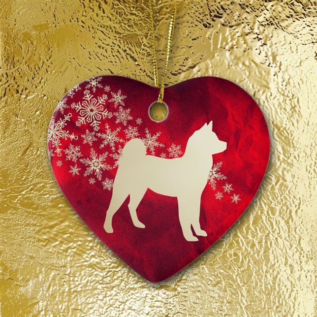 Red Gold Snowflake Akita Dog Keramik Ornament (Von Creator hochgeladen)