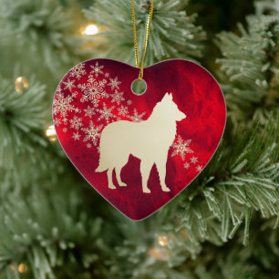 Red Gold Snowflake Belgische Tervuren Keramik Ornament