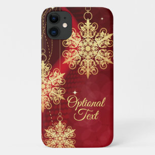 Red & Gold Snowflake Filigree Custom Christmas Case-Mate iPhone Hülle