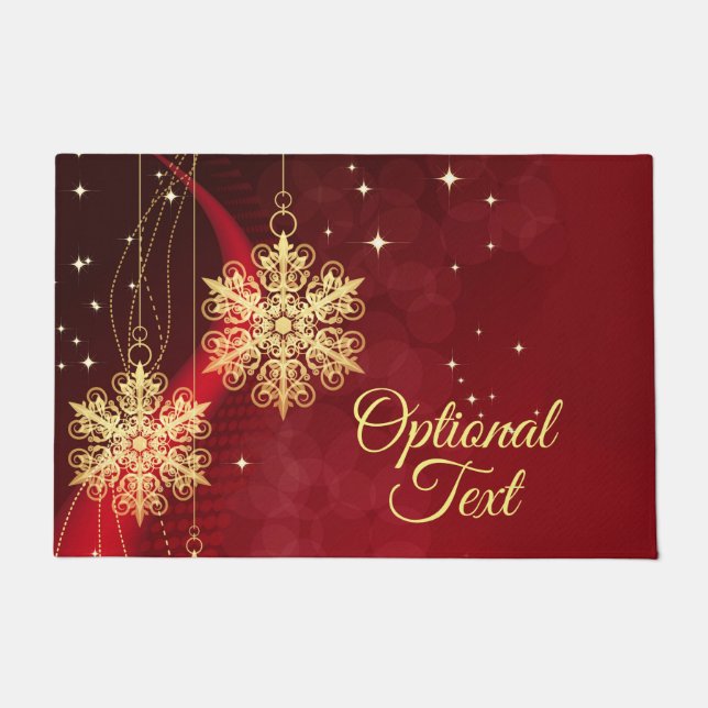 Red & Gold Snowflake Filigree Custom Christmas Fußmatte (Vorderseite)
