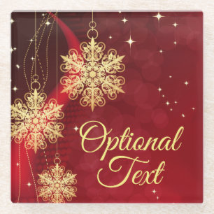 Red & Gold Snowflake Filigree Custom Christmas Glasuntersetzer