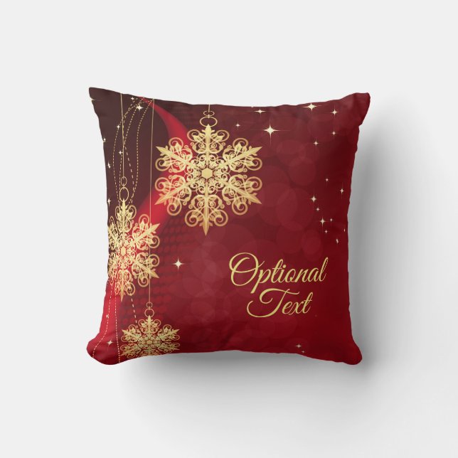 Red & Gold Snowflake Filigree Custom Christmas Kissen (Vorderseite)