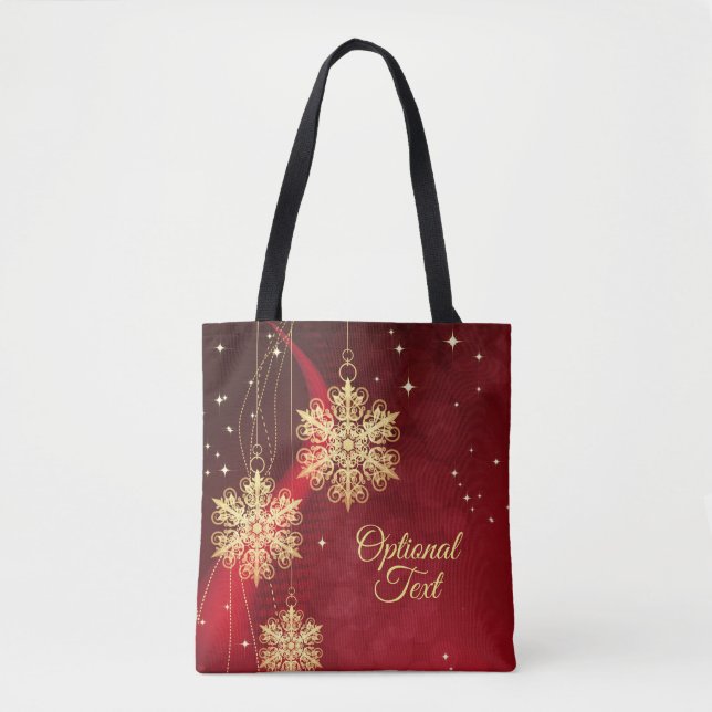 Red & Gold Snowflake Filigree Custom Christmas Tasche (Vorderseite)