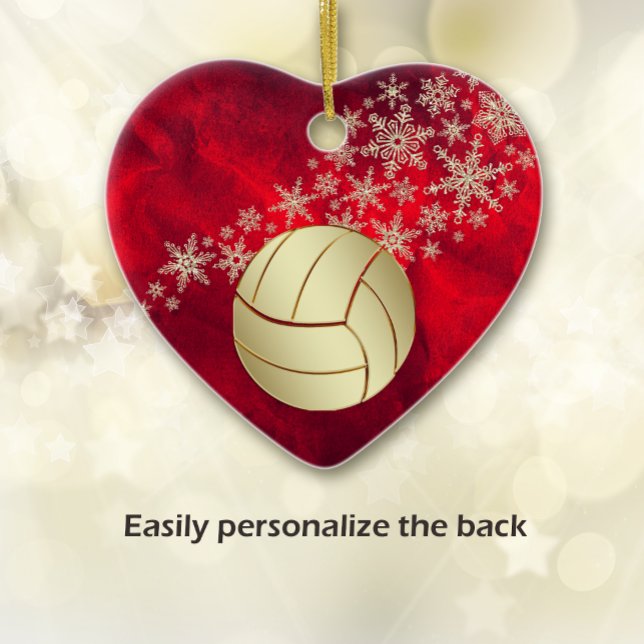Red Gold Snowflake Volleyball Personalisiert Keramik Ornament (Von Creator hochgeladen)