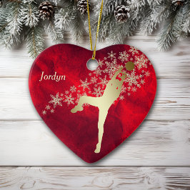 Red Gold Snowflake Volleyball Spieler Keramik Ornament