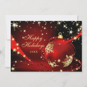 Red Gold Sparkle Weihnachtsball Corporate Gruß Feiertagskarte