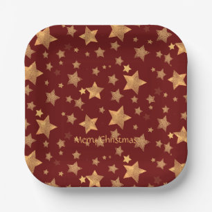 Red Gold Star Elegante Retro Pappteller