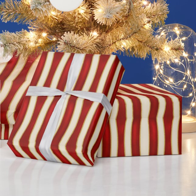 Red Gold Stripe Pattern – Modern Christmas Geschenkpapier (Feiertage)