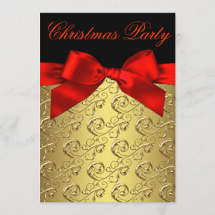 Red Gold Swirl Bow Corporate Christmas Party Einladung