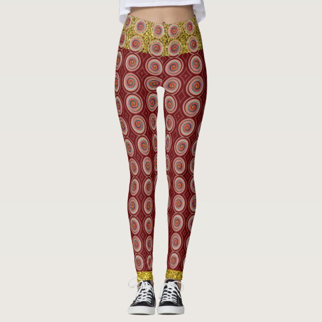 Red Gold tendance Colorful Leggings Abstraits (Devant)