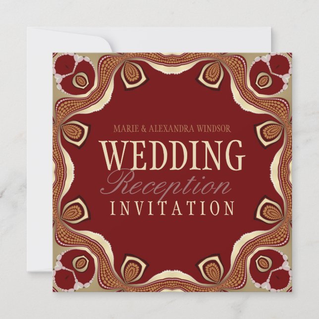 Red+Gold Tribal Royal Alternative Wedding Einladun Einladung (Vorderseite)