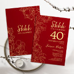 Red Gold Überraschung 40. Geburtstag Einladung<br><div class="desc">Red Gold Überraschung 40. Geburtstag Einladung. Minimalistisches modernes feminines Design mit botanischen Akzenten und Typografie-Script-Schriftart. Einfache florale Einladungskarte perfekt für eine stilvolle weibliche Überraschung am Tag.</div>