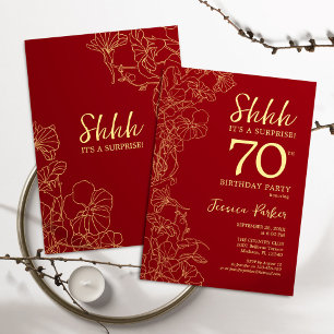 Red Gold Überraschung 70. Geburtstag Einladung