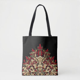 Red Gold und Black Damask Tasche