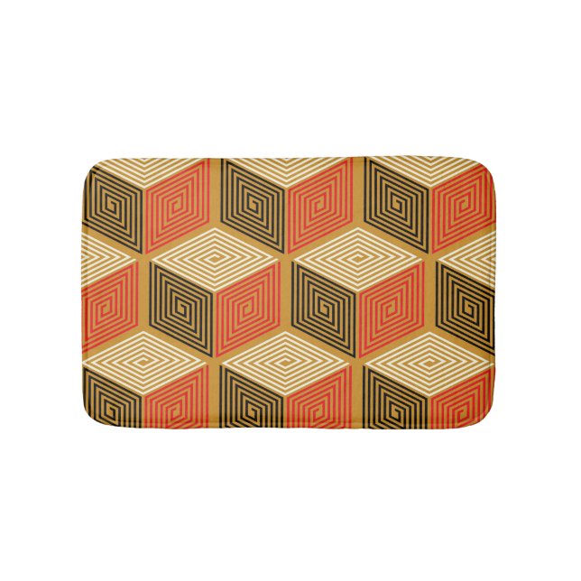 Red Gold Vintag Cube Muster Badematte (Vorderseite)