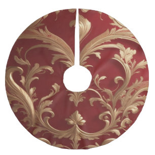 Red Gold Weihnachten Polyester Weihnachtsbaumdecke