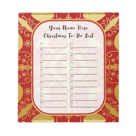 Red & Gold Weihnachts Checklist Holiday To Do List Notizblock