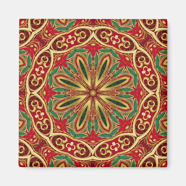 Red Gold Weihnachtsmagnet Magnet (Vorne)