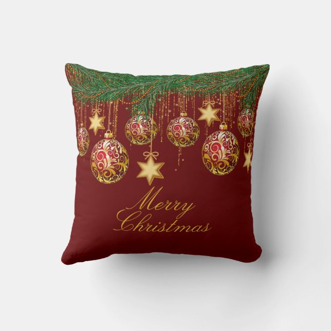 Red Gold Weihnachtsschmuck Kissen (Rückseite)