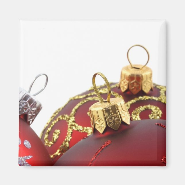 Red & Gold Weihnachtsschmuck Magnet (Vorne)