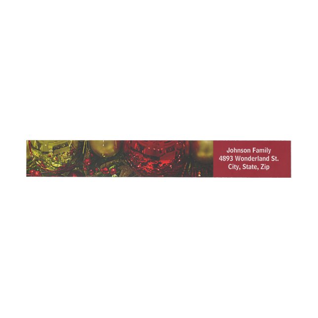 Red & Gold Weihnachtsschmuck Tree Wrap Adresse Rundum-Adressaufkleber (Person)