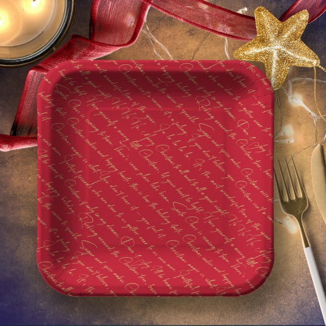 Red Gold Weihnachtstypografie Pattern#36 ID1009 Pappteller (Von Creator hochgeladen)