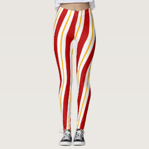 Red Gold & White Candy Cane Strip Weihnachten Leggings