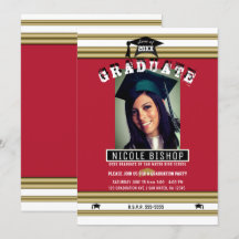 Red Gold White Elegante Foto Graduation Party