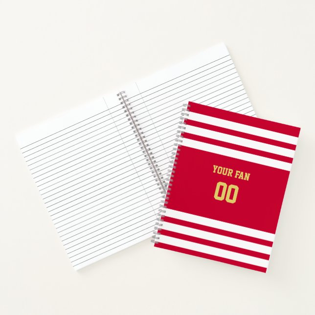 Red, Gold & White Football Team Spiral Notizbuch (Innenseite)