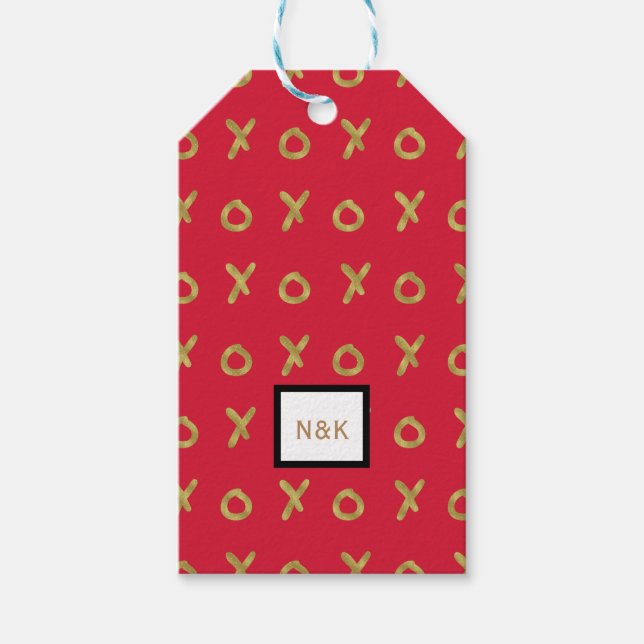 Red & Gold X O XO XO Niedlich Geschenkanhänger (Vorderseite)