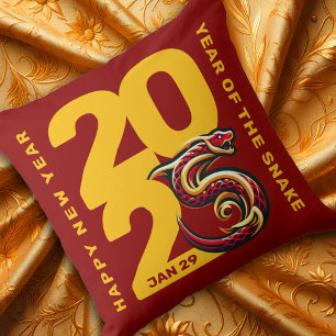 Red Gold Year of the Snake 2025 Kissen