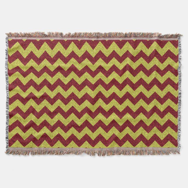 Red & Gold Zig Zag Glitzer Decke (Vorderseite)
