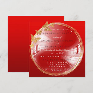 Red Golden Bubble Wedding Party Einladung